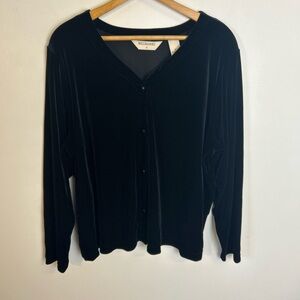 NWT Deadstock Bechamel Black Button Down Velvet Women's Top Blouse plus Size 1X